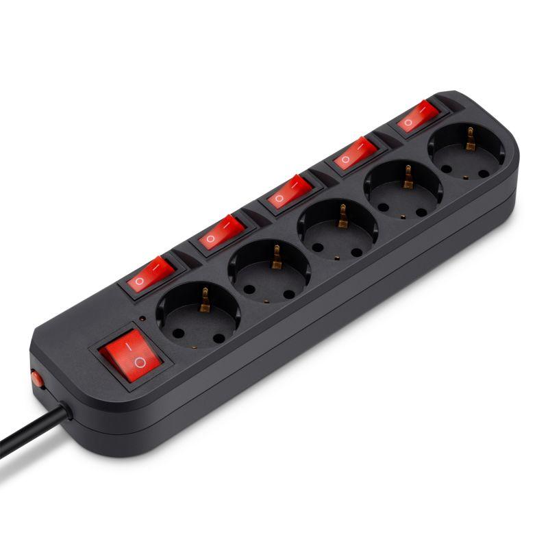 Удлинитель с сетевым фильтром 5х3м 500SH-3-SW-B черн. (коробка) BURO 1159726