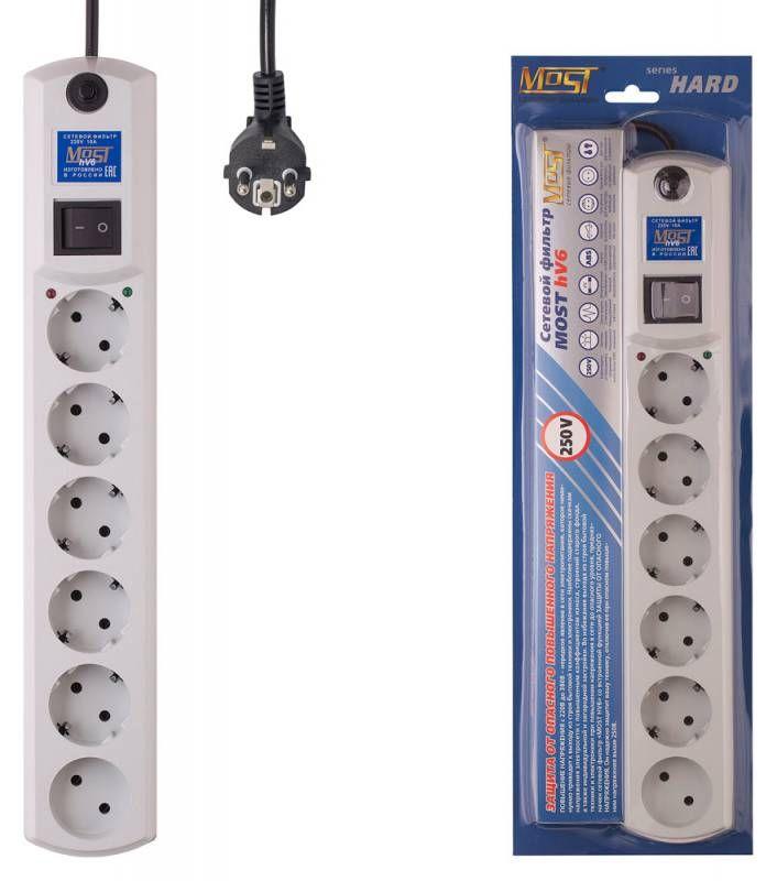 Фильтр сетевой HV6 2м (6 розеток) бел. (коробка) MOST 734121