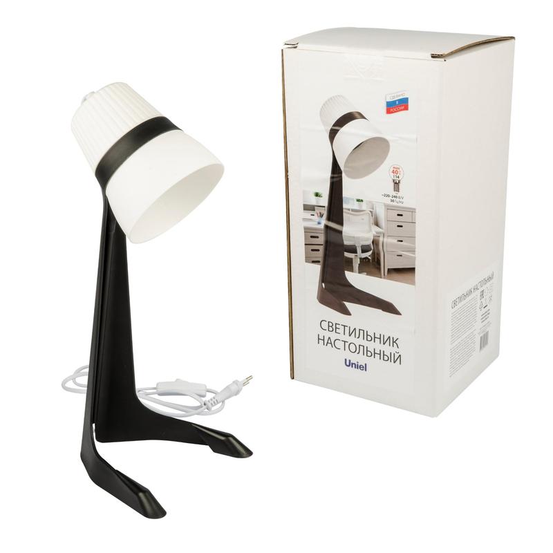 Светильник ULO-K22 D/E14/A BLACK/WHITE настольный 40Вт E14 механич. выкл. черн. с бел. Uniel UL-00009541