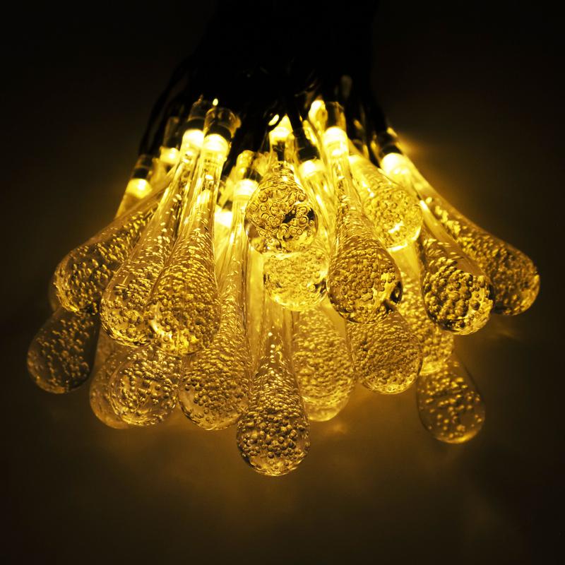 Светильник светодиодный SLR-G08-30W садовый; гирлянда капли теплый бел. солнечная батарея ФАZА 5040960