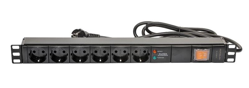 Блок распределения питания базовый 19дюйм 1U 16/230 6 Schuko шнур 1.8м фильтр импульсн. и высокочастот. помех Eurolan 60A-61-07-06BL