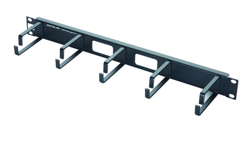 Организатор кабельный горизонт. 19дюйм 1U с метал. кольцами черн. Eurolan 25B-1U-02BL
