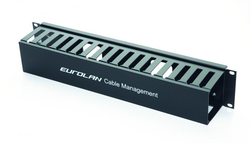 Организатор кабельный горизонт. 19дюйм 2U слотовый с крышкой черн. Eurolan 25B-2U-11BL