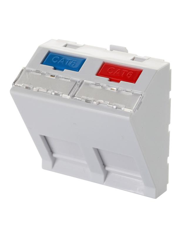 Адаптер 45х45мм для 2 модулей Keystone наклонный бел. Eurolan 16B-45-04WT