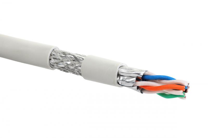 Кабель S/FTP кат.7A 4 пары нгА-HF общий экран; индивид. экран; пары внутр. прокладки бел. кат. (уп.500м) Eurolan 19C-SF-12WT-R500