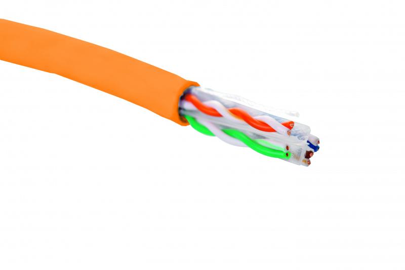 Кабель U/UTP кат.6 4 пары 23 AWG нг(А)-HF внутр. прокладки оранж. (305м) (кор.) Eurolan 19C-U6-12OR-B305