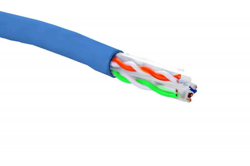 Кабель U/UTP кат.6 4 пары 23 AWG нг(А)-HF внутр. прокладки син. (305м) (кор.) Eurolan 19C-U6-12BU-B305