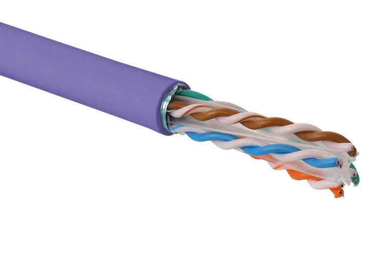 Кабель U/UTP кат.6A 4 пары нг(А)-LSLTx внутр. прокладки фиолет. (катушка 500м) Eurolan 19C-UA-05VL-R500