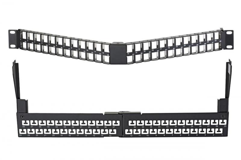 Панель коммутационная угловая 19дюйм наборная FTP 1U 48 портов черн. Eurolan 27A-00-48-01BL