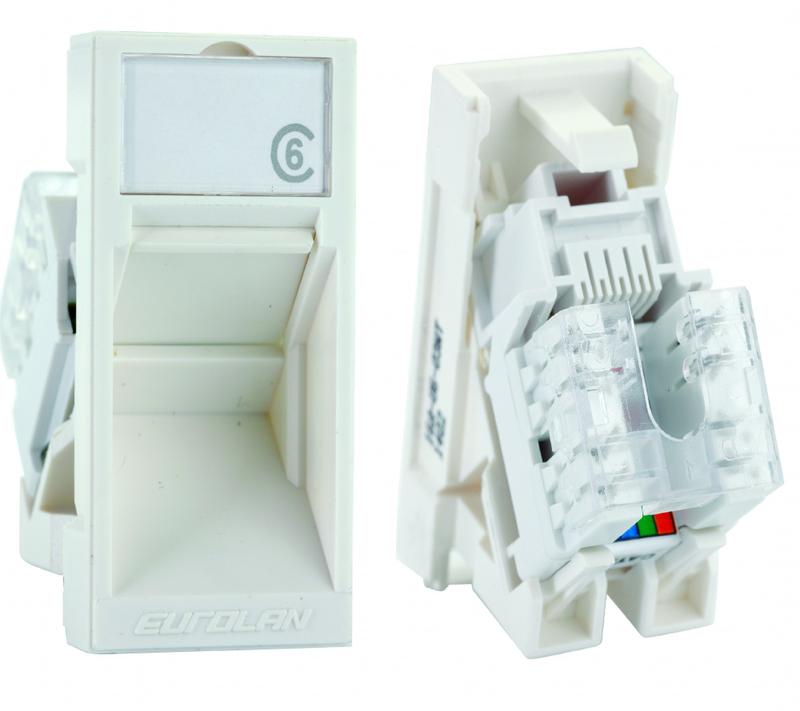 Модуль UTP кат.6 французский стандарт бел. Eurolan 16A-U6-03WT