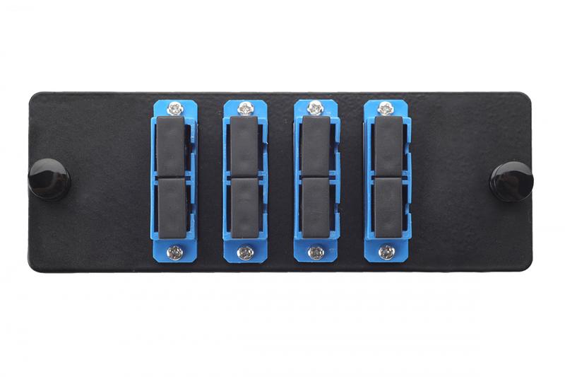 Комплект планка Q-SLOT с 4 адаптерами дуплекс SC OS2 монтаж. шнуры КДЗС Eurolan 38M-S2-2S-04BL