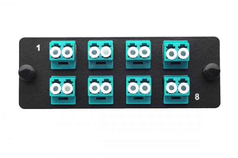 Комплект планка Q-SLOT с 8 адаптерами дуплекс LC OM3 монтаж. шнуры КДЗС Eurolan 38M-30-2L-08BL