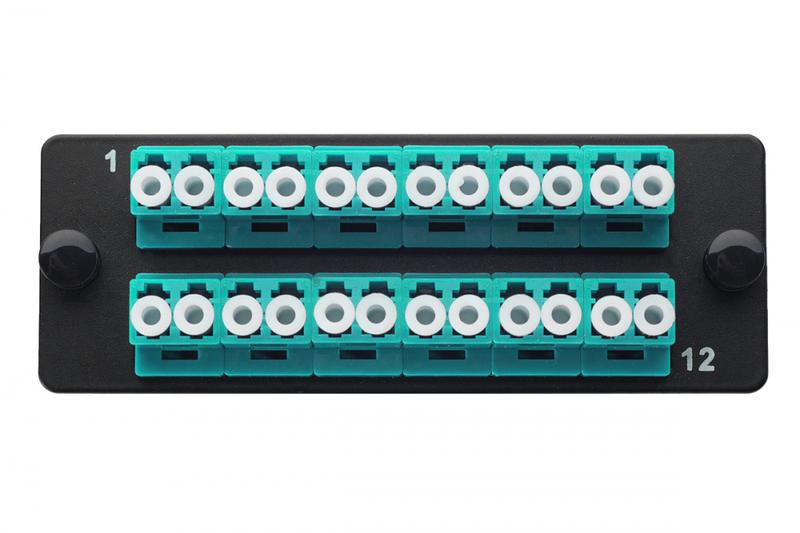 Планка Q-SLOT с 12 адаптерами дуплекс LC OM3 Eurolan 38M-30-2L-01-12BL