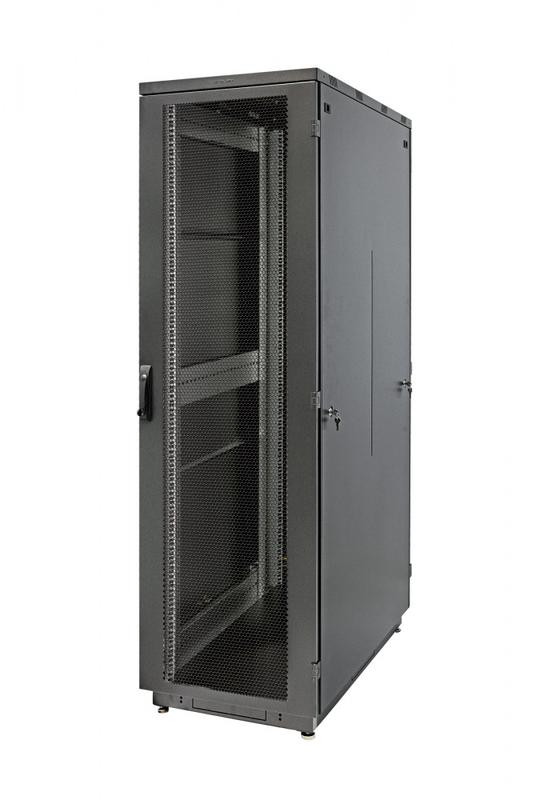 Шкаф Racknet S3000 22U 600х1000 передн. дверь перфорир. одностворчат.; задн. дверь перфорир. одностворчат. черн. Eurolan 60F-22-6A-34BL