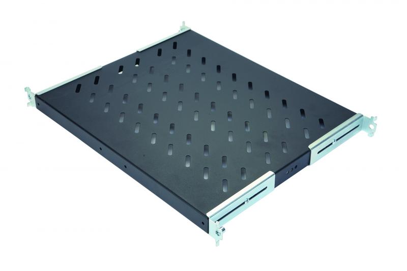 Полка стационарная 1U до 50кг 370мм для шкафов Г=600мм регулир. Кронште. черн. антрацит Eurolan 60A-01-60-09BL