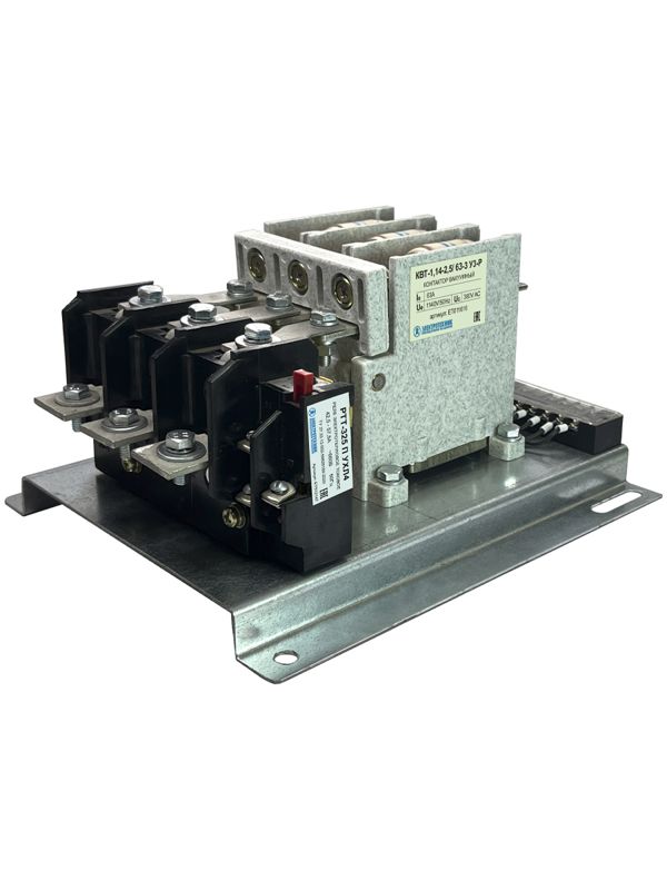Контактор вакуумный КВТ-1.14-2.5/ 63-3 У3-Р 3п кат. 380В 2НО+1НЗ IP00 с реле РТТ325 42.5-57.5А Электротехник ET011616