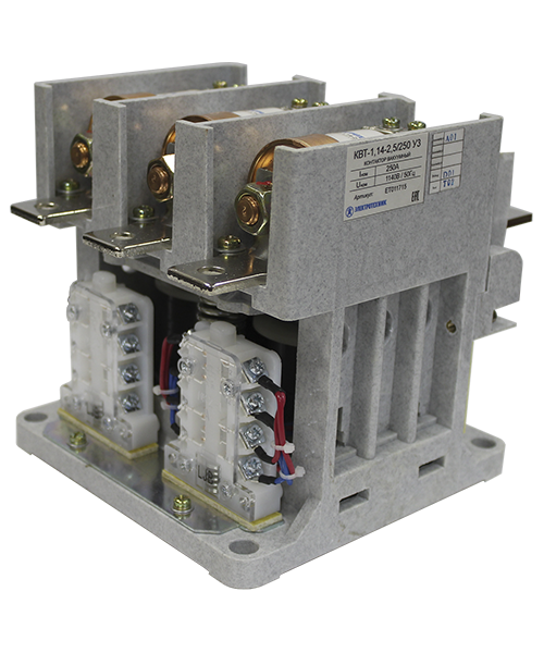 Контактор вакуумный КВТ(М)-1.14-2.5/250-3 У3 3п 250А кат. 380В 2НО+2НЗ IP00 нереверсивный без реле с магнитным удержанием Электротехник ET011715