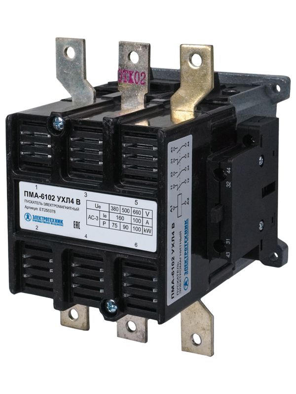 Пускатель ПМА-6102 УХЛ4 В 160А кат. 220В 2НО+2НЗ IP00 без реле Электротехник ET255378