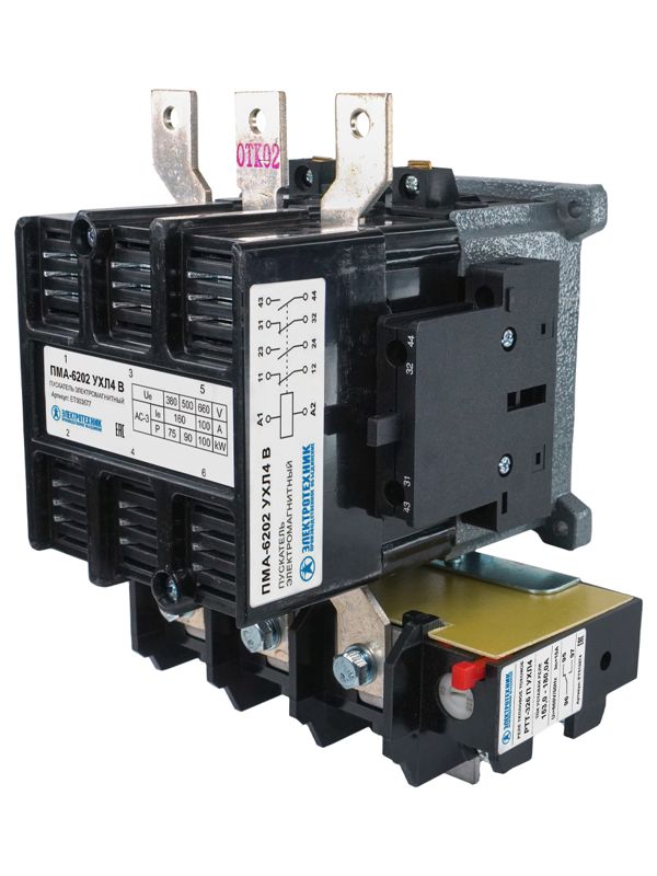 Пускатель ПМА-6202 УХЛ4 В 160А кат. 380В 2НО+2НЗ IP00 с реле РТТ-326 153-180А Электротехник ET003677