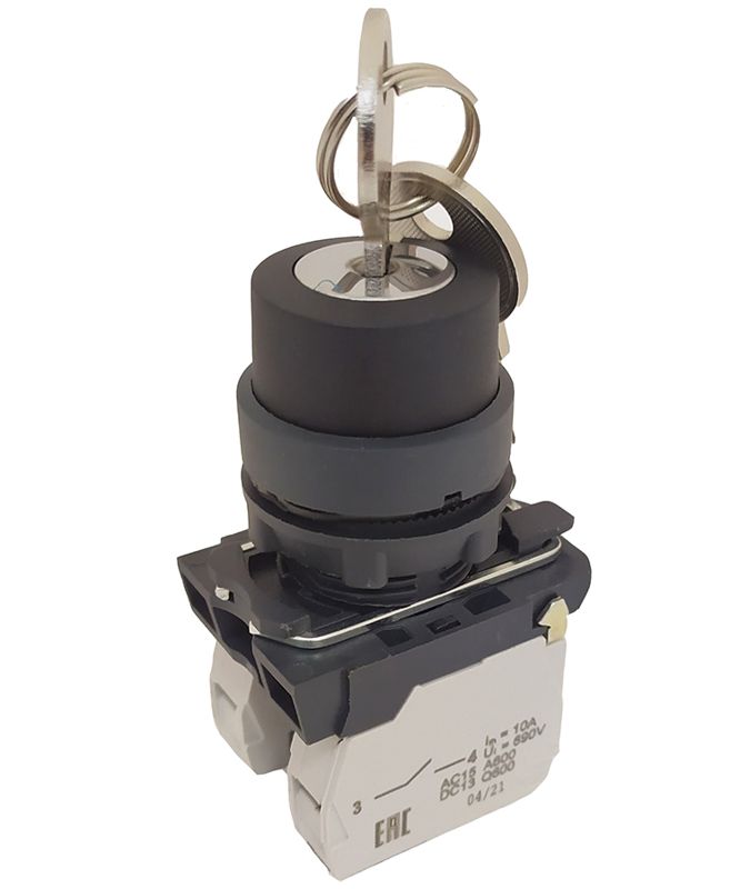 Переключатель КПЕ 1111 -К УХЛ3 черн. 1но+1нз ключ на 2 положения с фиксацией IP40 Электротехник ET012432