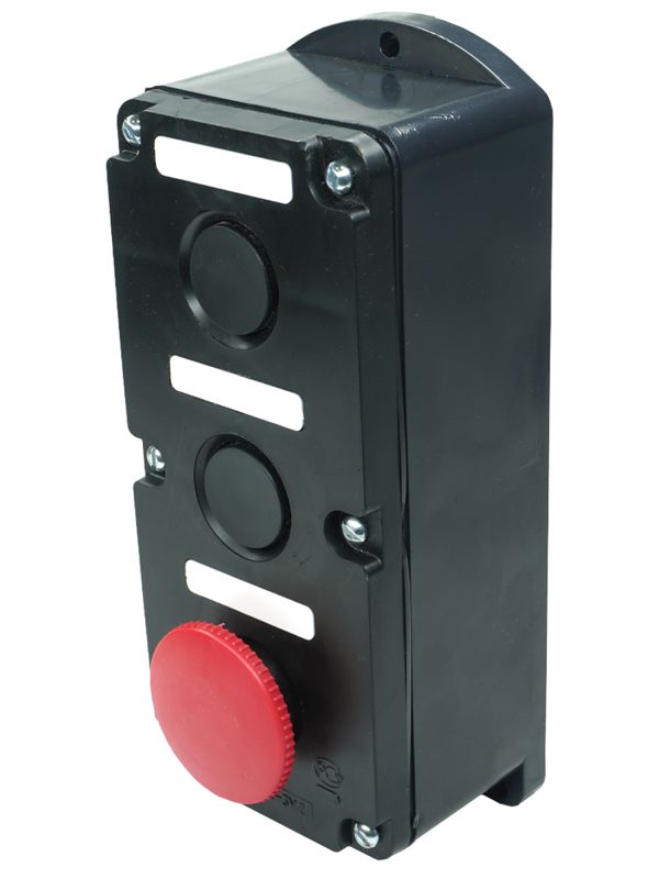 Пост управления ПКЕ 222-3 У2 10А 660В 3 элемента черн. цилиндр и красн. гриб накладной IP54 Электротехник ET519079