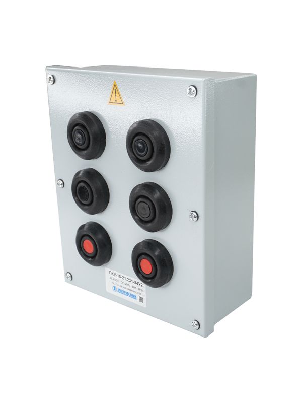 Пост управления ПКУ-15-21.231-54У2 (4хКЕ081/2(1з+1р) черн. + 2хКЕ081/2(1з+1р) красн. + PG-36) Электротехник ET008531