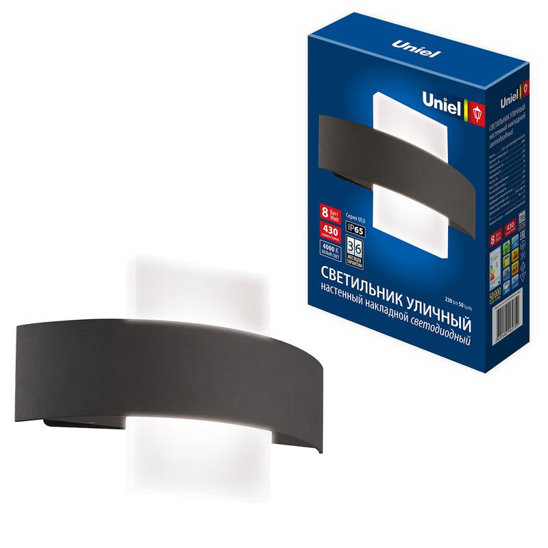 Светильник светодиодный ULU-S32A-8Вт/4000К IP65 BLACK уличный архитектурный накладной корпус черн. Uniel UL-00009348