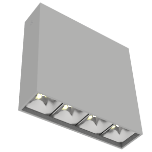 Светильник светодиодный DL-Box Reflect Multi 1х4 10Вт 4000К 150х40х150 накладной кососвет RAL7045 сер. муар диммер DALI VARTON V1-R0-70253-20D17-2001040