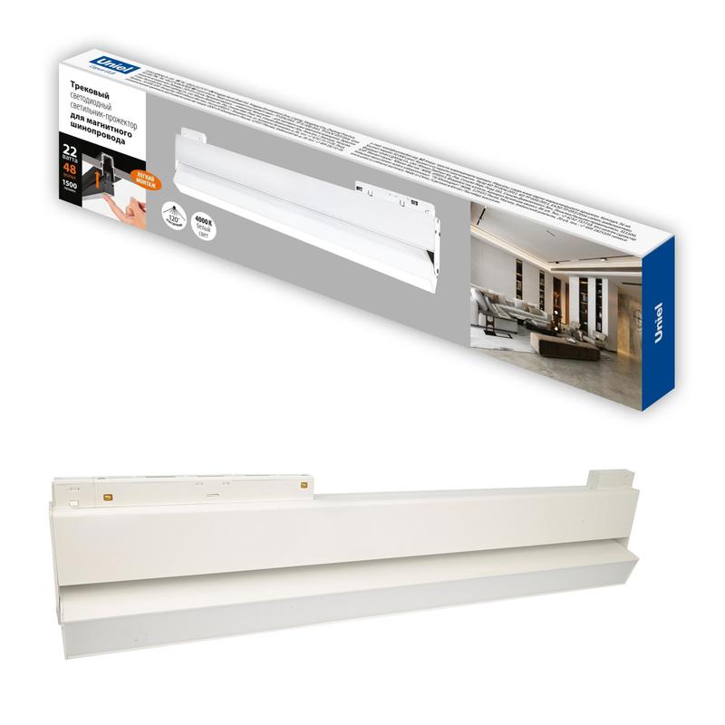 Светильник-прожектор светодиодный трековый ULB-M80-22W/4000K/35 WHITE 4000К 2000лм линейный для магнитн. шинопровода черн. Uniel UL-00008749