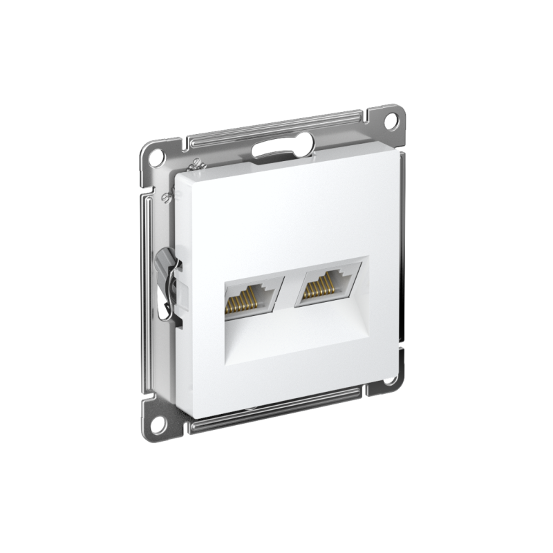 Розетка компьютерная 2-м AtlasDesign RJ45 кат.6A механизм бел. SE ATN000188