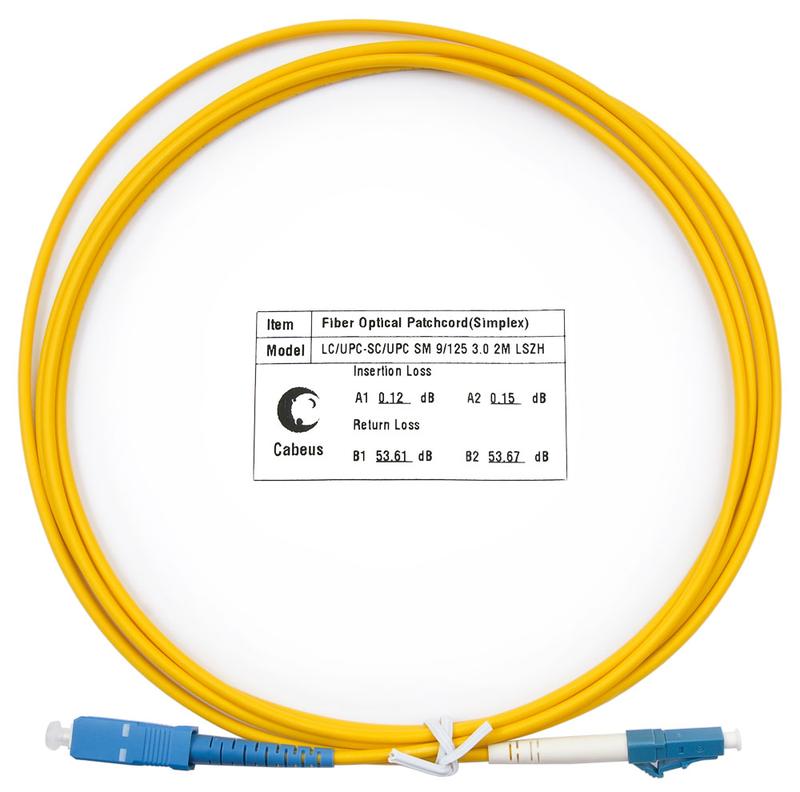 Шнур оптический FOP(s)-9-LC-SC-2m simplex LC-SC 9/125 sm 2м LSZH Cabeus 7378c