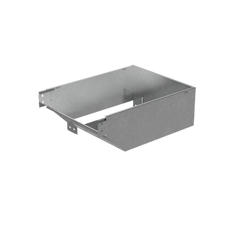 Угол для лотка вертикальный внешний левый с разворотом трассы на 90град. 400х80 "ПЛЮС" VLPDplus90-80-400-L INOX304 КМ PL6004