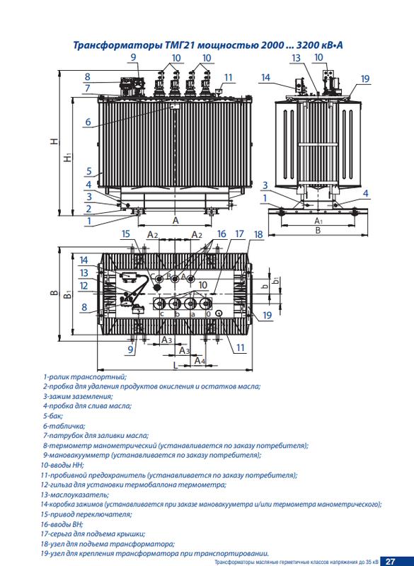 Трансформатор ТМГ21 2000/10/0.4 Д/Ун-11 УХЛ1 Минский ЭТЗ