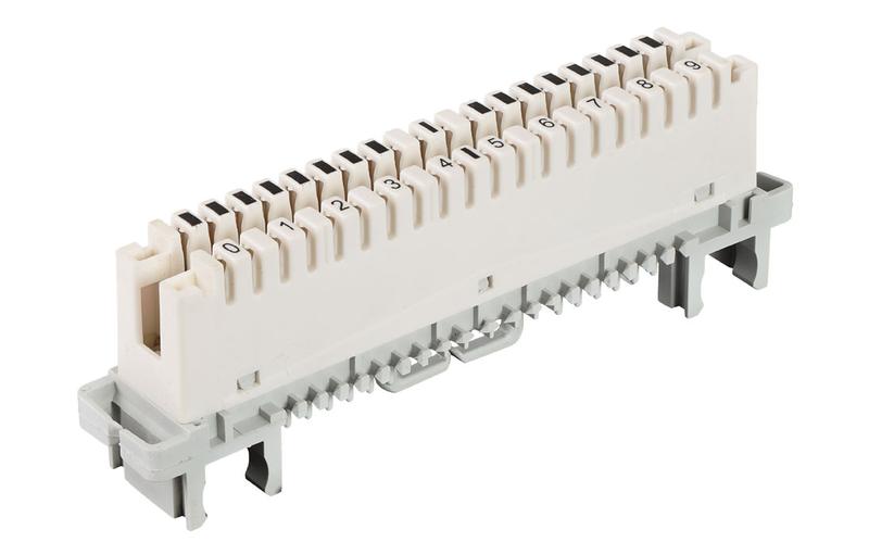 Плинт универсальный ПВТ-10Р-5е 10 пар размыкаемые контакты 0...9 ССД 120902-00081