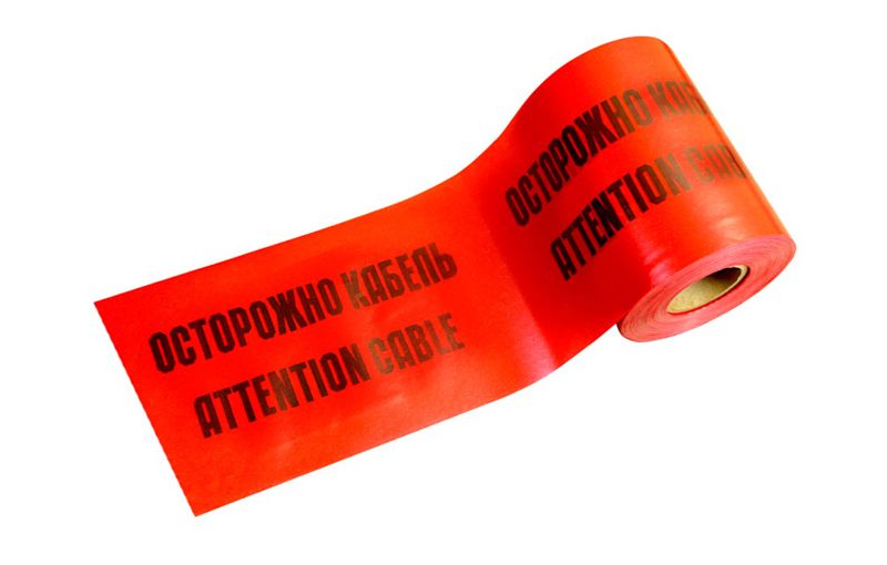Лента сигнальная предупредительная ЛСЭ-750 "Осторожно! Кабель!" красн. (дл.100м) Промрукав PR08.3858