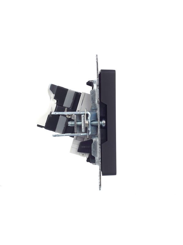 Розетка 2-м СП BRITE RJ11+RJ45 кат.5E РК/Т12-БрГ графит IEK BR-KT20-O-1-K53