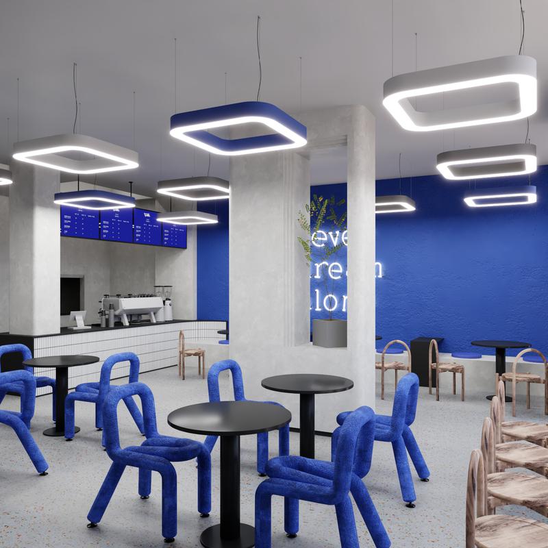 Светильник светодиодный RVE-LBX-HOLE-BOX-SOFT-600-P 56Вт 4000К 600х600х100мм подвесной шир. рассеив.=80мм бел. RVElektro RVE00000345