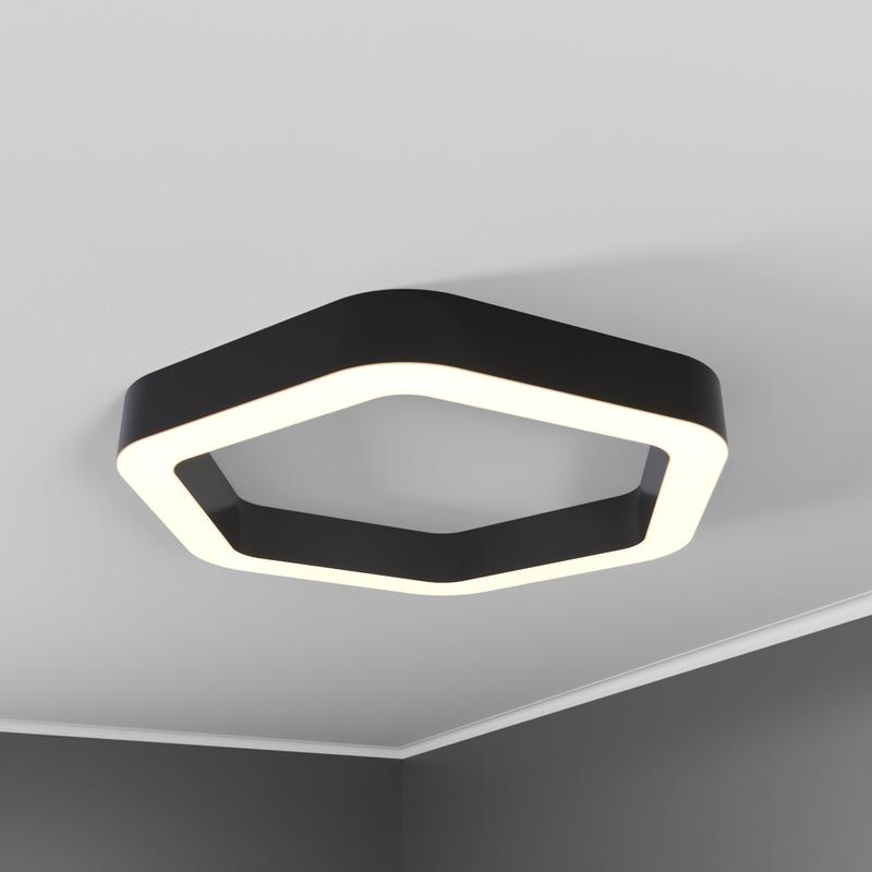 Светильник светодиодный RVE-LBX-HOLE-HEXA-SOFT-600-N 43Вт 4000К 600х552х100мм накладной шир. рассеив.=80мм бел. RVElektro RVE00001498