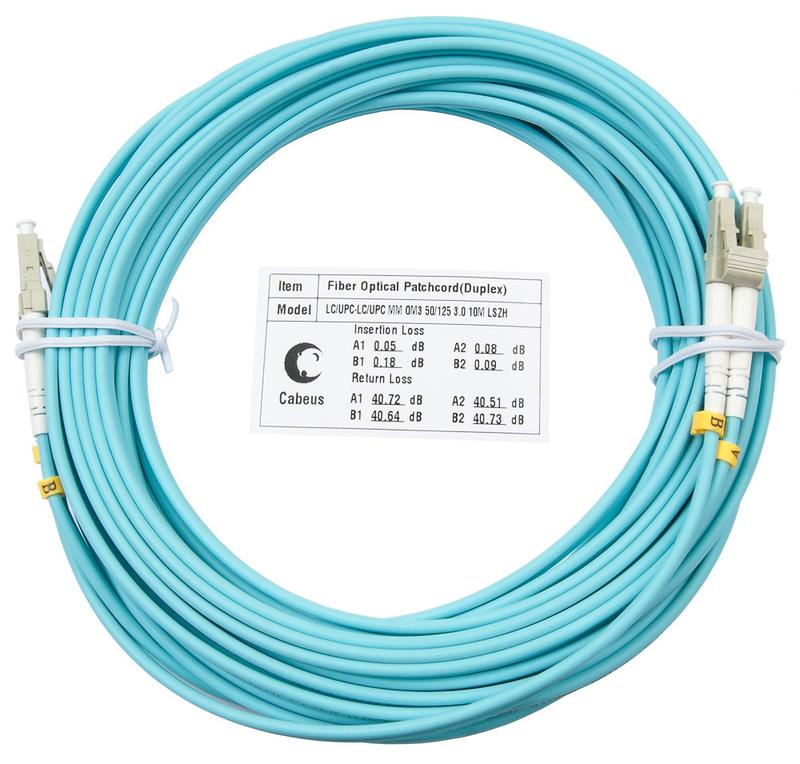 Шнур оптический FOP-50-LC-LC-10м duplex LC-LC 50/125мм OM3 10м LSZH Cabeus 7341c