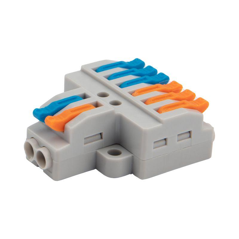 Клемма строительно-монтажная СМК проходная разветвительная 2х3 2п с монтажной площадкой 1 ввод 3 вывода на полюс (уп.5шт) Rexant 07-5234-05