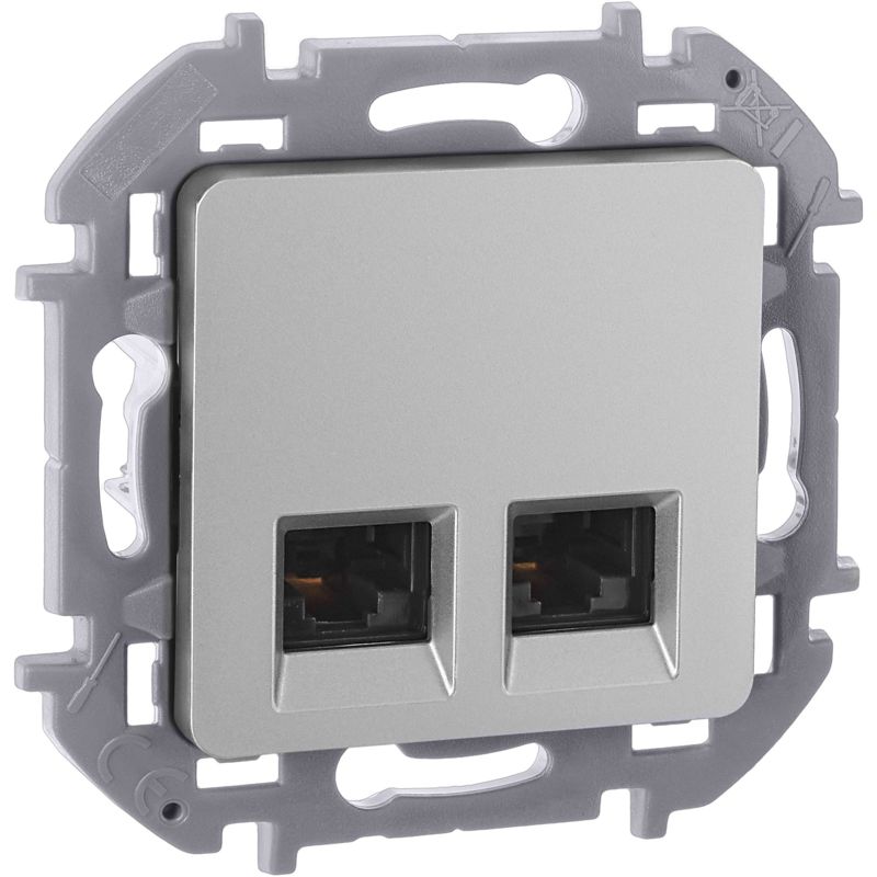 Розетка компьютерная 2-м Inspiria RJ45 кат.5E UTP сл. алюм. IEK 673837