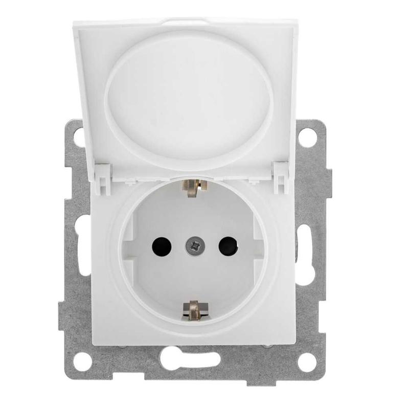 Розетка 1-м СП Bravo 16А 250В с заземл. защ. шторки с крышкой механизм бел. матов. GUSI С10Р91-041