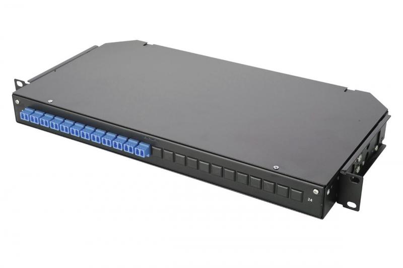 Панель оптическая 47C-24 19дюйм 1U фиксир. корпус на 24 адаптера 4 дуплекс LC адаптера OS2 Eurolan 47C-24-S2-2L-04-11BL