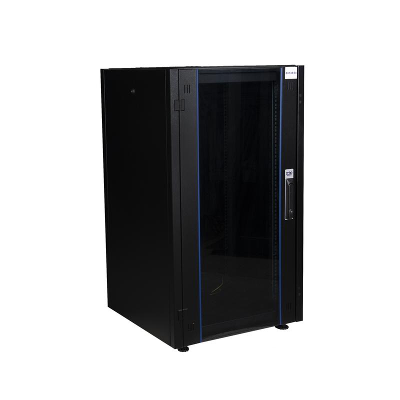 Шкаф напольный 19дюйм 26U 600х600 перед. дв. стекл. задн. стен. метал. черн. Datarex DR-700201