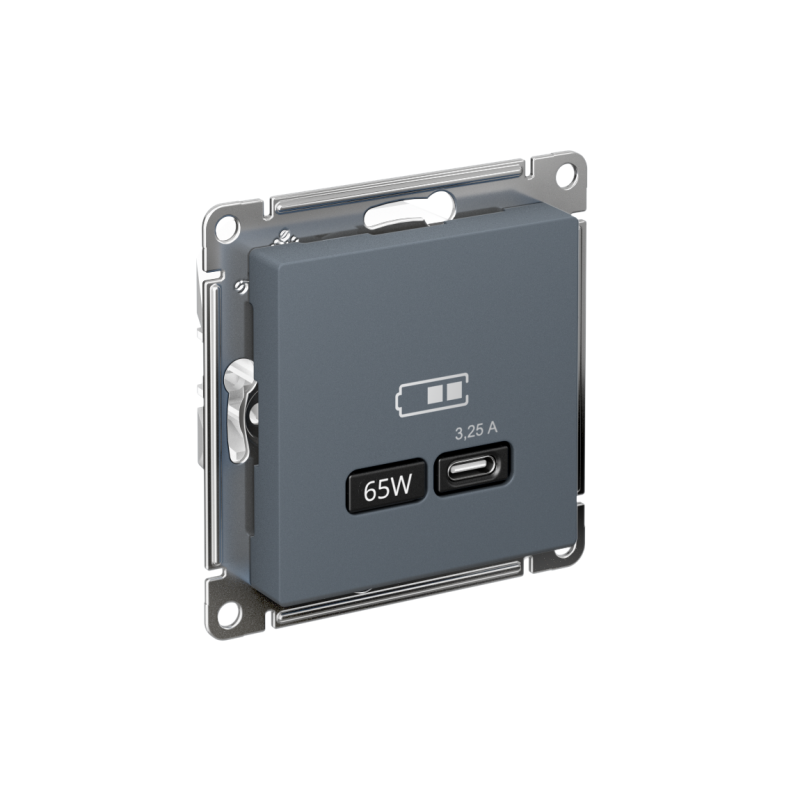 Розетка USB AtlasDesign тип C 65Вт QC PD высокоскор. ЗУ механизм грифель SE ATN000727