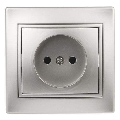 Розетка 1-м СП Plano 1-201-03 16А IP20 250В 2P алюм. Intro Б0053863