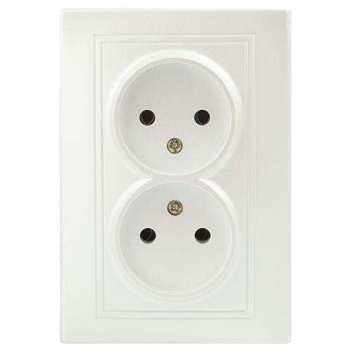 Розетка 2-м СП Plano 1-204-06 16А IP20 250В 2х2P перламутр Intro Б0053912