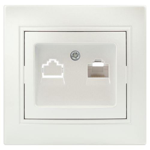 Розетка компьютерная 1-м СП Plano 1-303-06 RJ45 IP20 перламутр Intro Б0053987