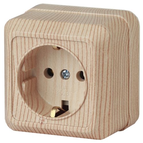 Розетка 1-м ОП Quadro 2-202-11 16А IP20 250В 2P+E Schuko сосна Intro Б0053790