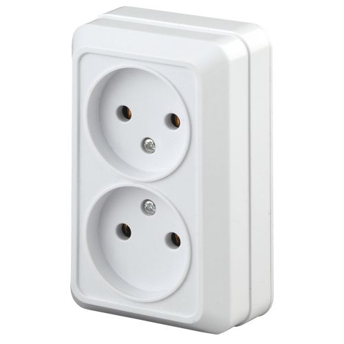 Розетка 2-м ОП Quadro 2-203-01 16А IP20 250В 2х2P бел. Intro Б0053792